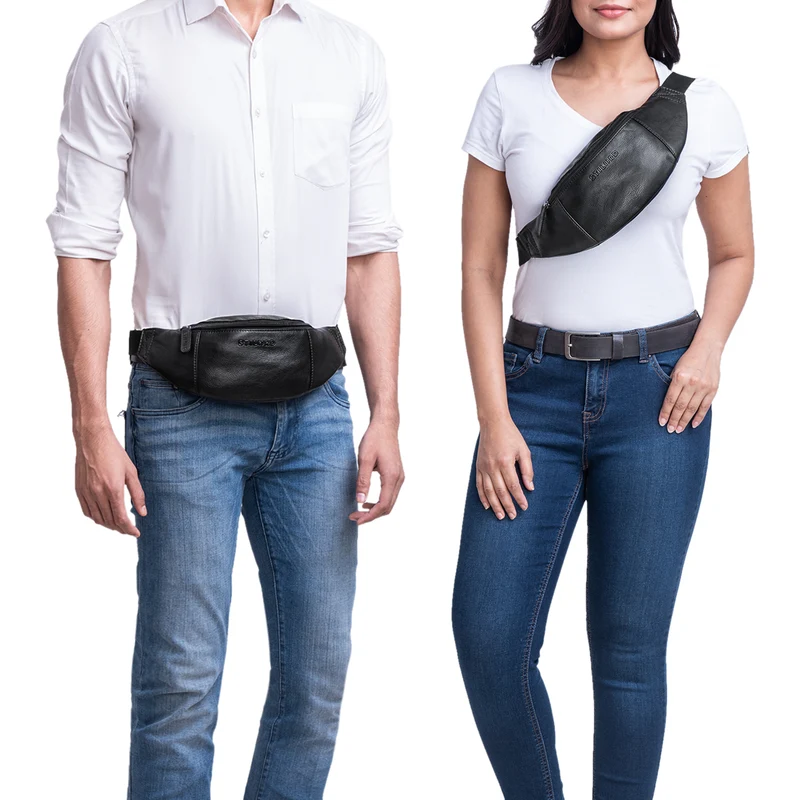 "Shawn" Stylische Leder Gürteltasche groß für Damen und Herren