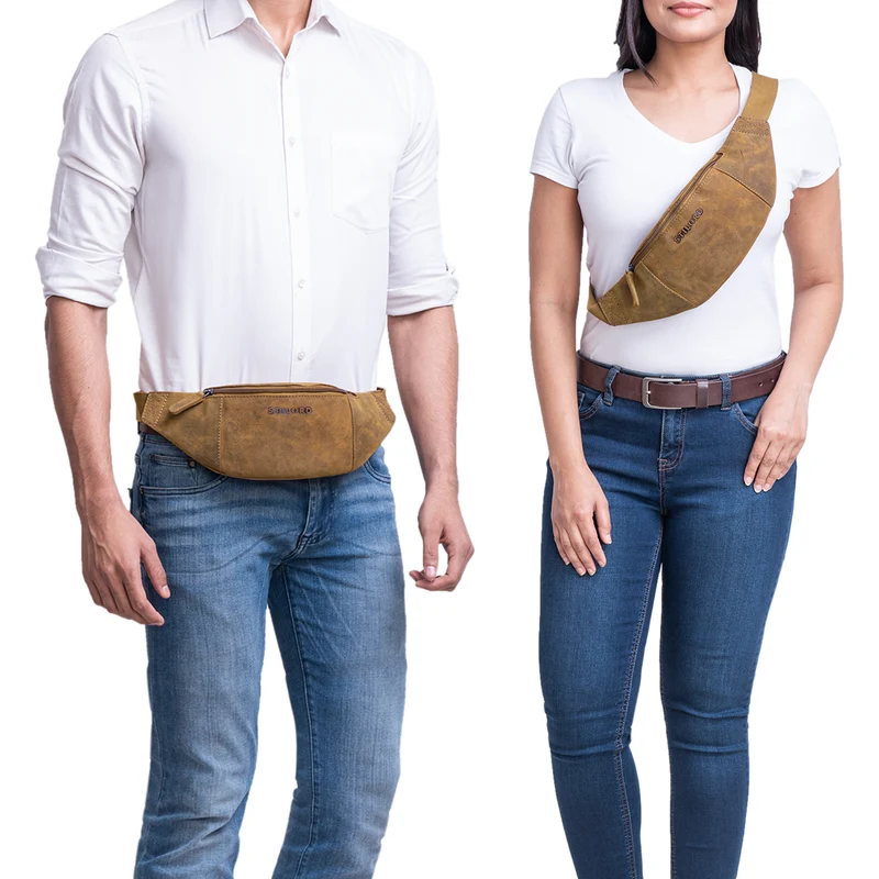"Shawn" Stylische Leder Gürteltasche groß für Damen und Herren