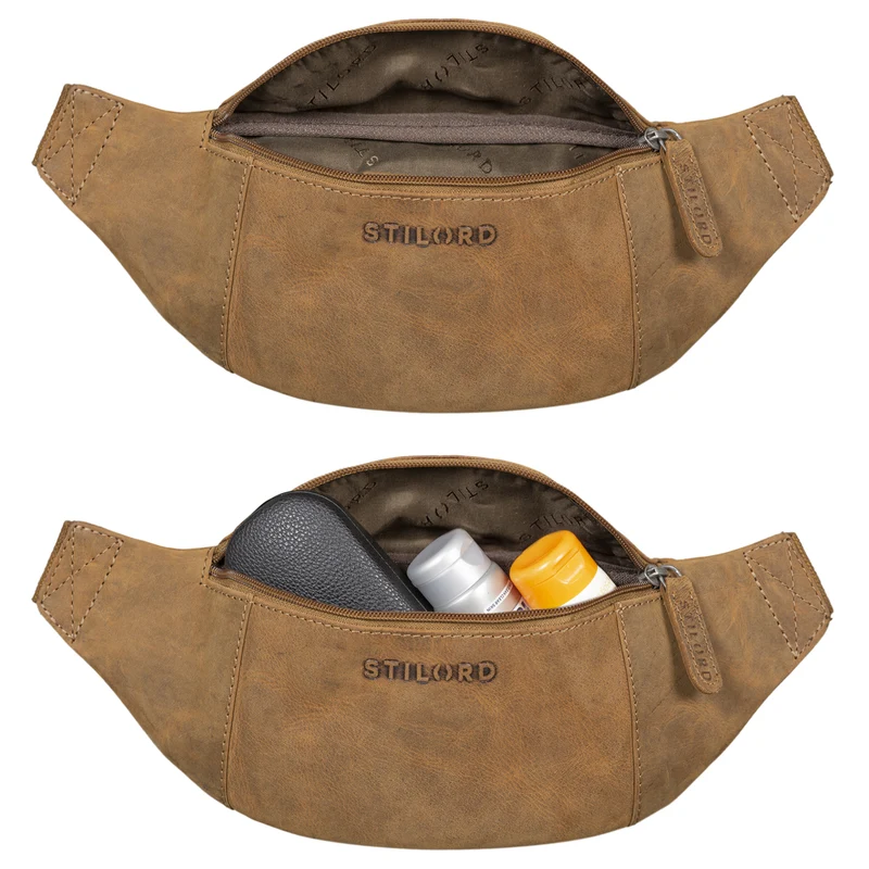 "Shawn" Stylische Leder Gürteltasche groß für Damen und Herren