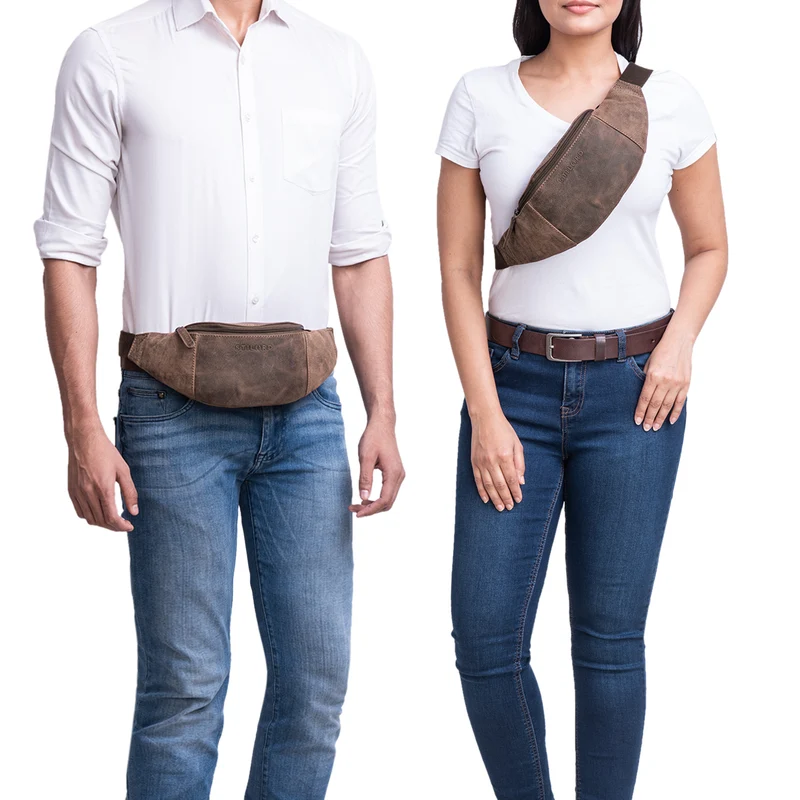 "Shawn" Stylische Leder Gürteltasche groß für Damen und Herren