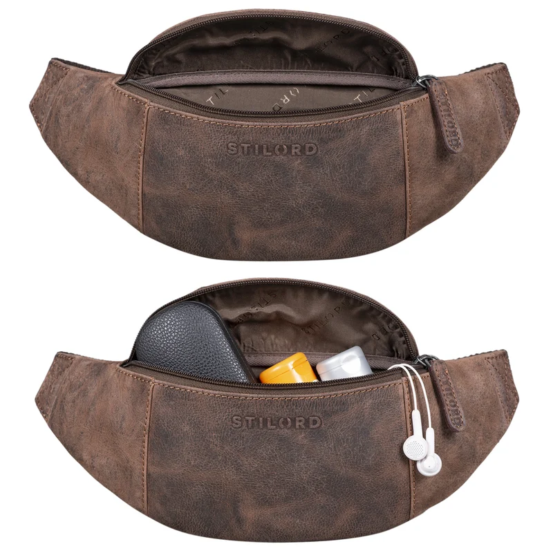 "Shawn" Stylische Leder Gürteltasche groß für Damen und Herren