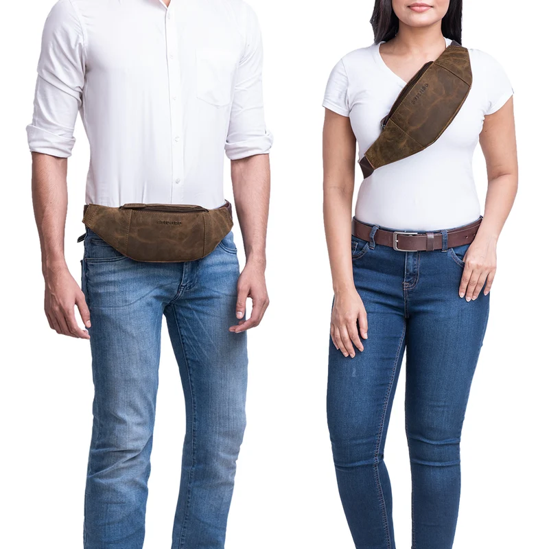 "Shawn" Stylische Leder Gürteltasche groß für Damen und Herren
