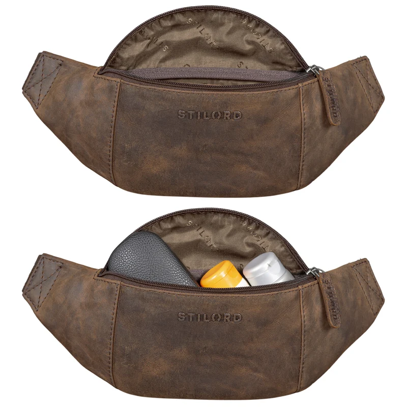 "Shawn" Stylische Leder Gürteltasche groß für Damen und Herren