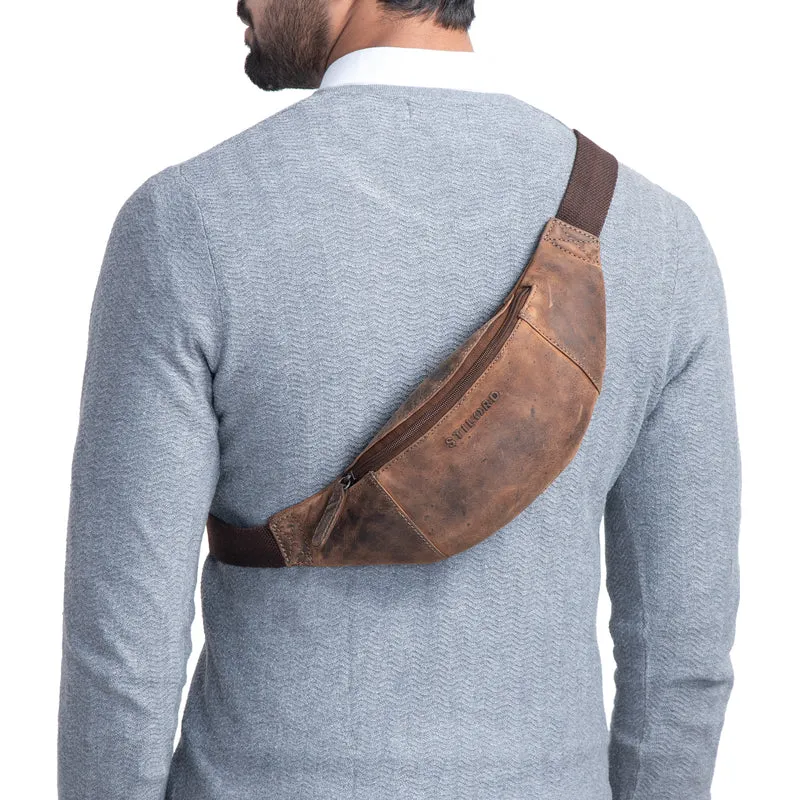 "Shawn" Stylische Leder Gürteltasche groß für Damen und Herren