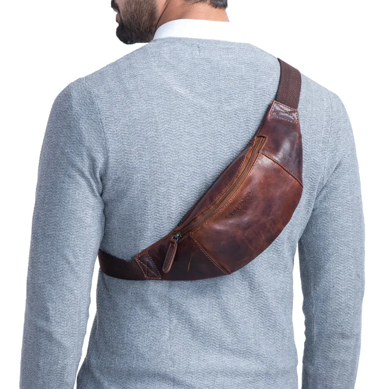 "Shawn" Stylische Leder Gürteltasche groß für Damen und Herren