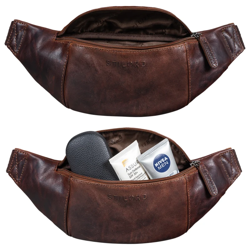 "Shawn" Stylische Leder Gürteltasche groß für Damen und Herren