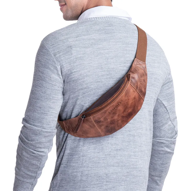 "Shawn" Stylische Leder Gürteltasche groß für Damen und Herren