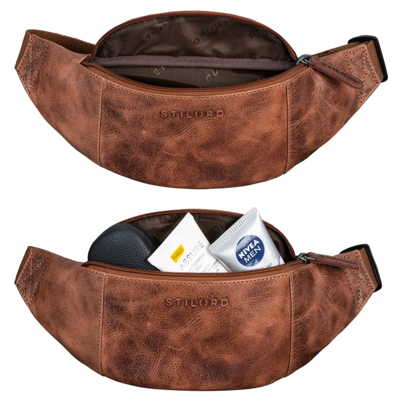 "Shawn" Stylische Leder Gürteltasche groß für Damen und Herren