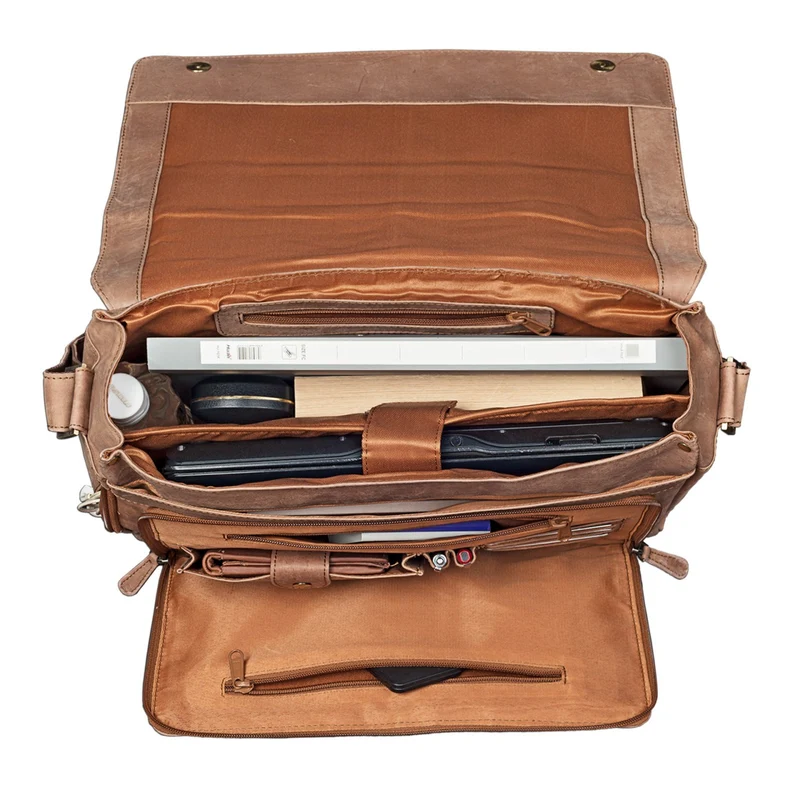 B-WARE "Rick" Schultertasche Leder 15,6 Zoll