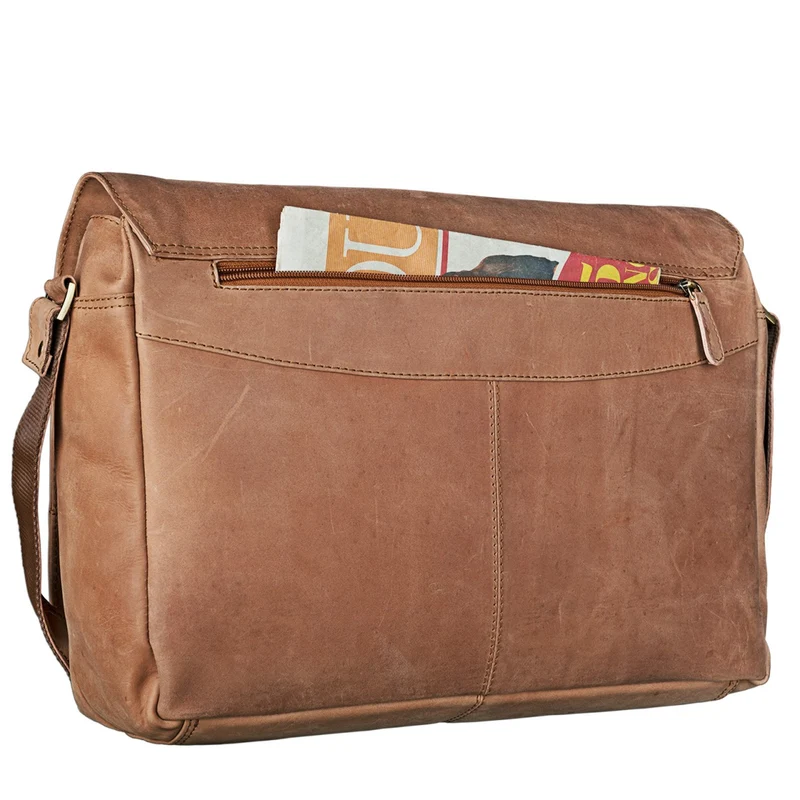 B-WARE "Rick" Schultertasche Leder 15,6 Zoll