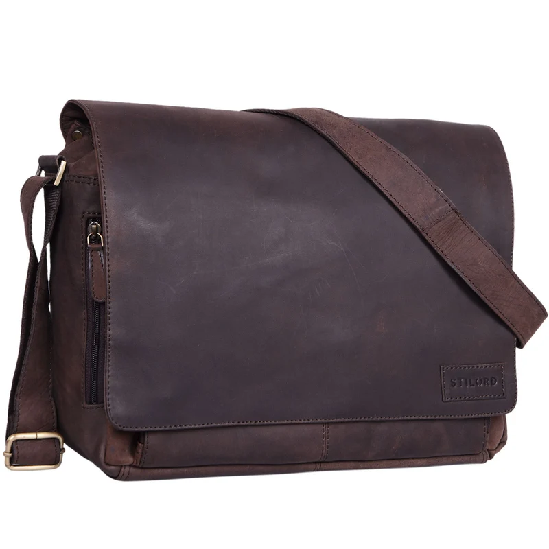 B-WARE "Rick" Schultertasche Leder 15,6 Zoll