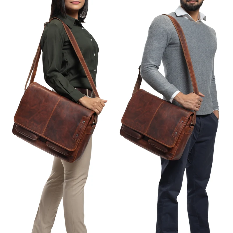 "Curtis" 15 Zoll Messenger Bag Leder