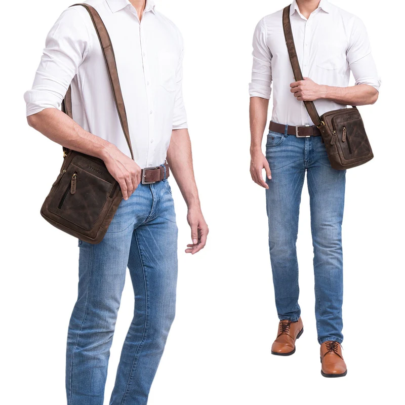 "Jamie" Herren Ledertasche Umhängetasche klein