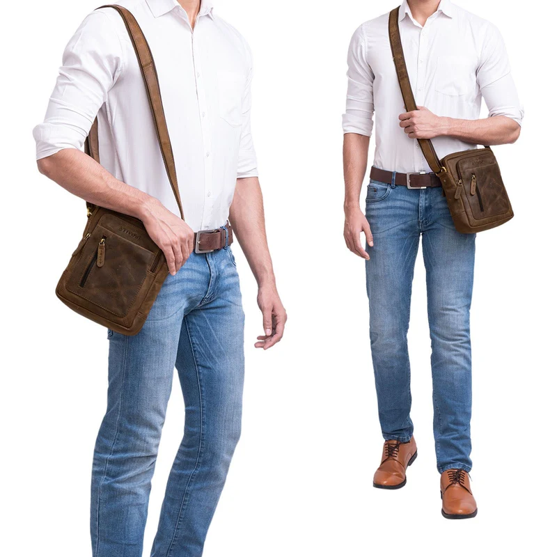 "Jamie" Herren Ledertasche Umhängetasche klein