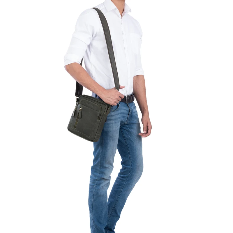 "Jamie" Herren Ledertasche Umhängetasche klein