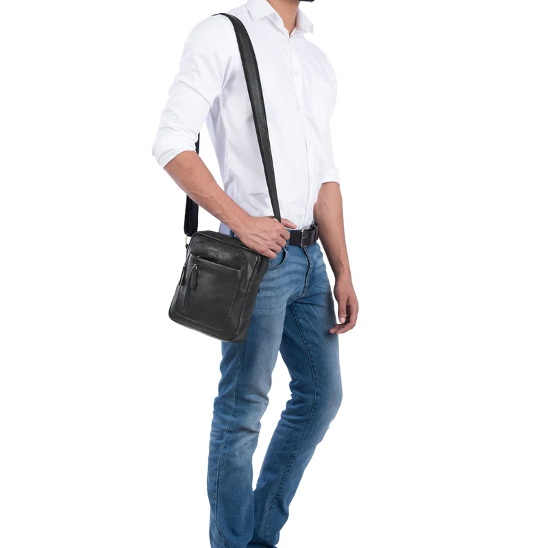 "Jamie" Herren Ledertasche Umhängetasche klein