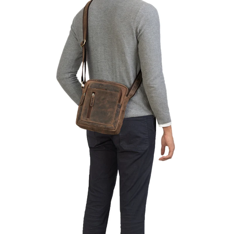 "Jamie" Herren Ledertasche Umhängetasche klein