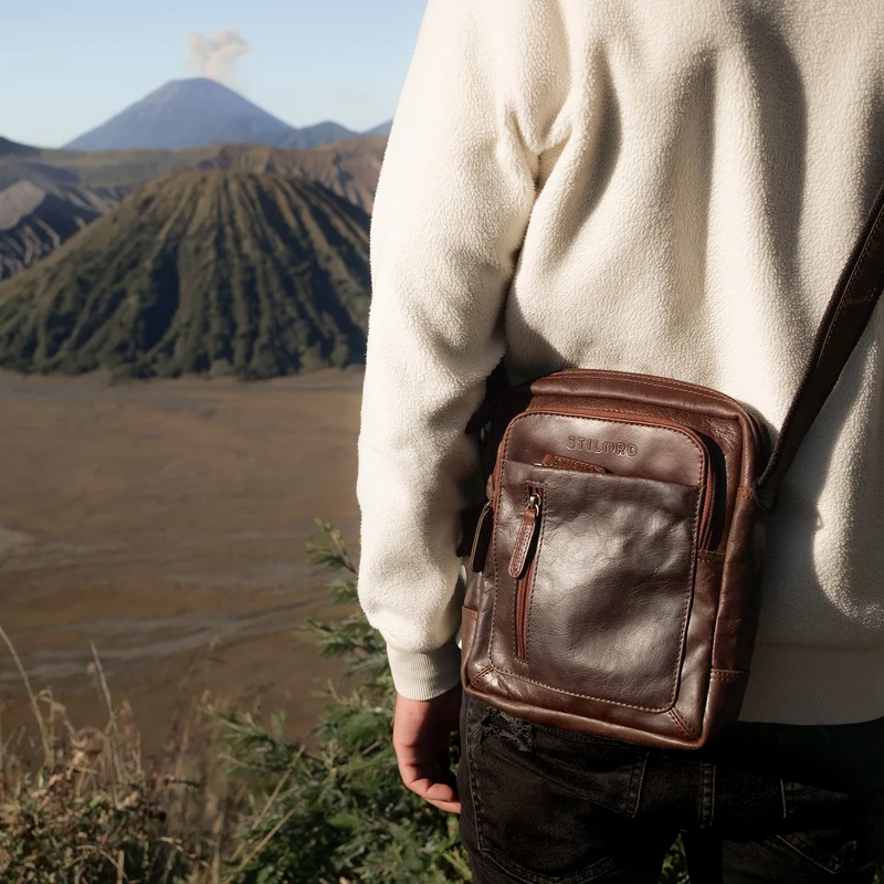 "Jamie" Herren Ledertasche Umhängetasche klein