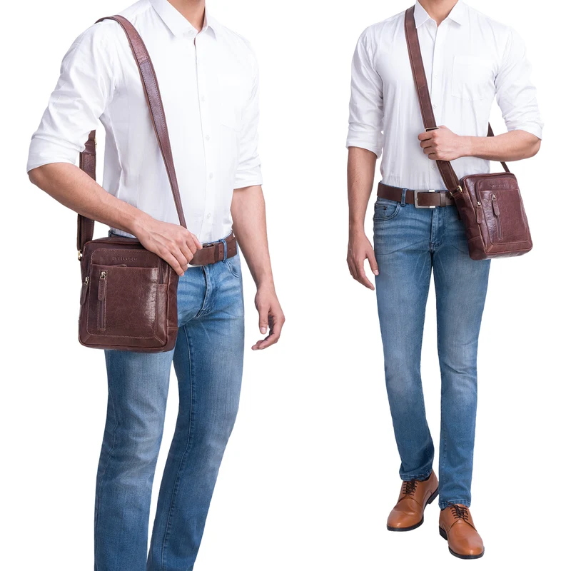 "Jamie" Herren Ledertasche Umhängetasche klein