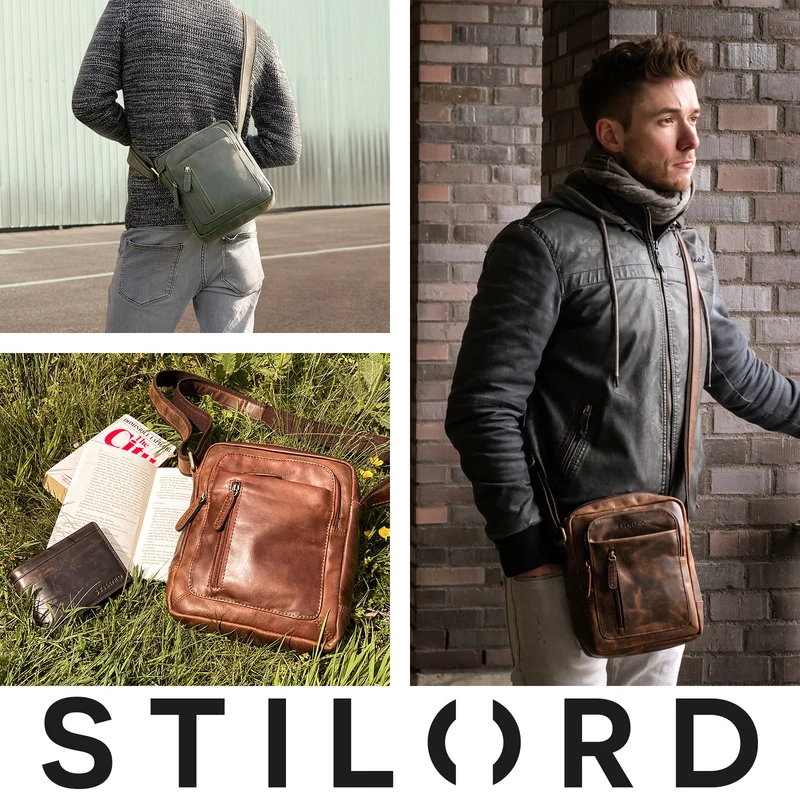 "Jamie" Herren Ledertasche Umhängetasche klein