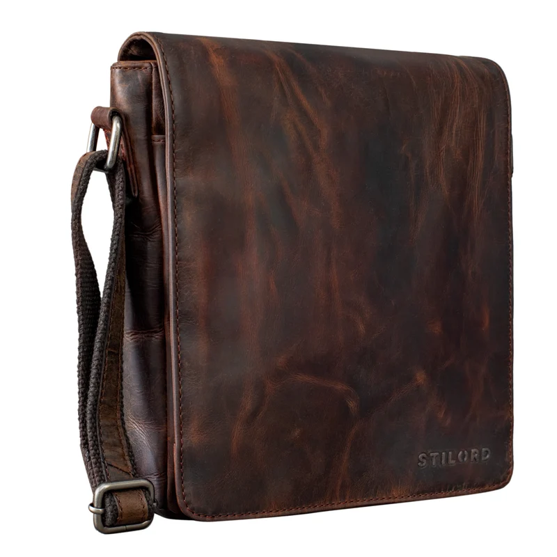 "Gerry" Kleine Leder Messenger Bag Hochformat