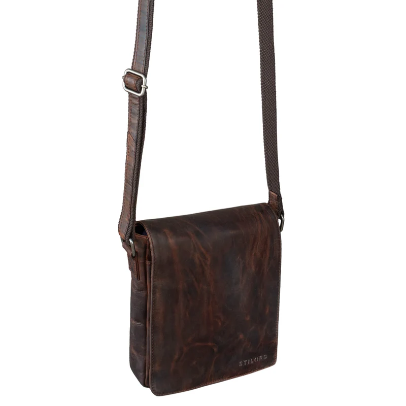 "Gerry" Kleine Leder Messenger Bag Hochformat