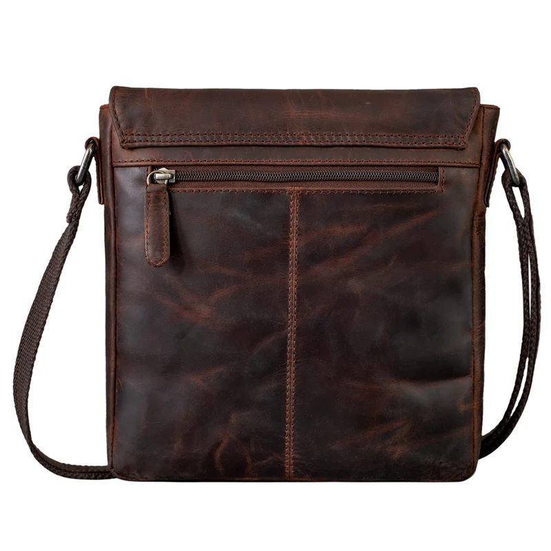 "Gerry" Kleine Leder Messenger Bag Hochformat