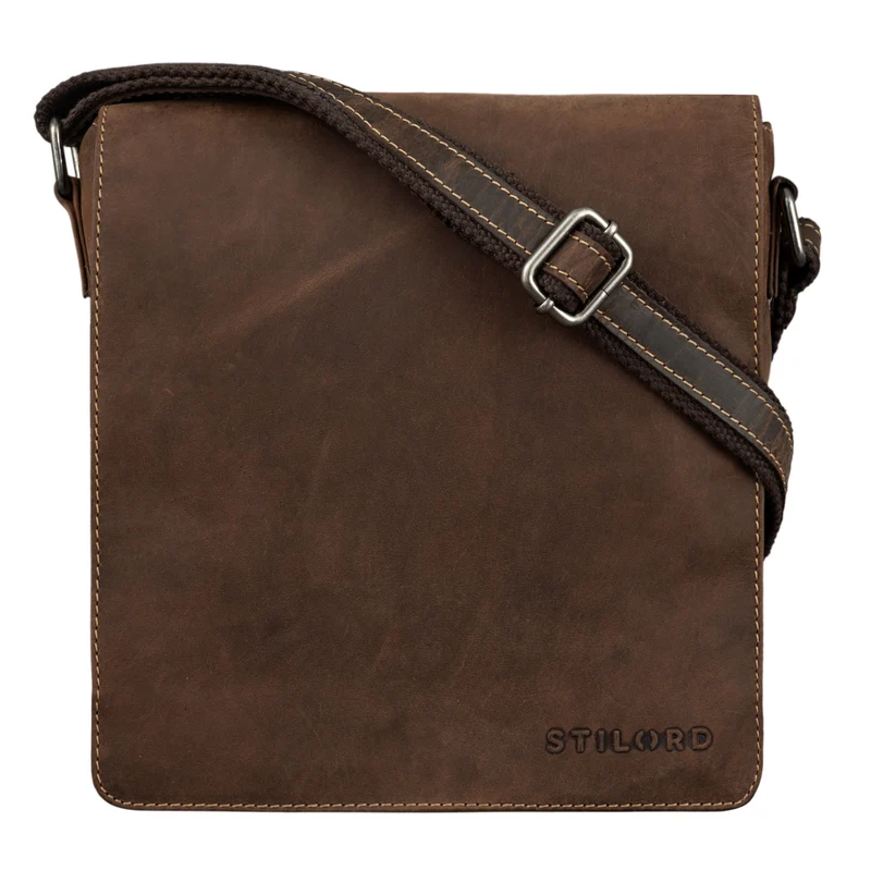 "Gerry" Kleine Leder Messenger Bag Hochformat