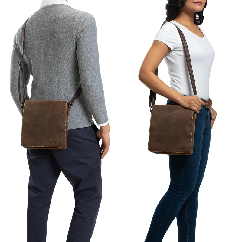 "Gerry" Kleine Leder Messenger Bag Hochformat