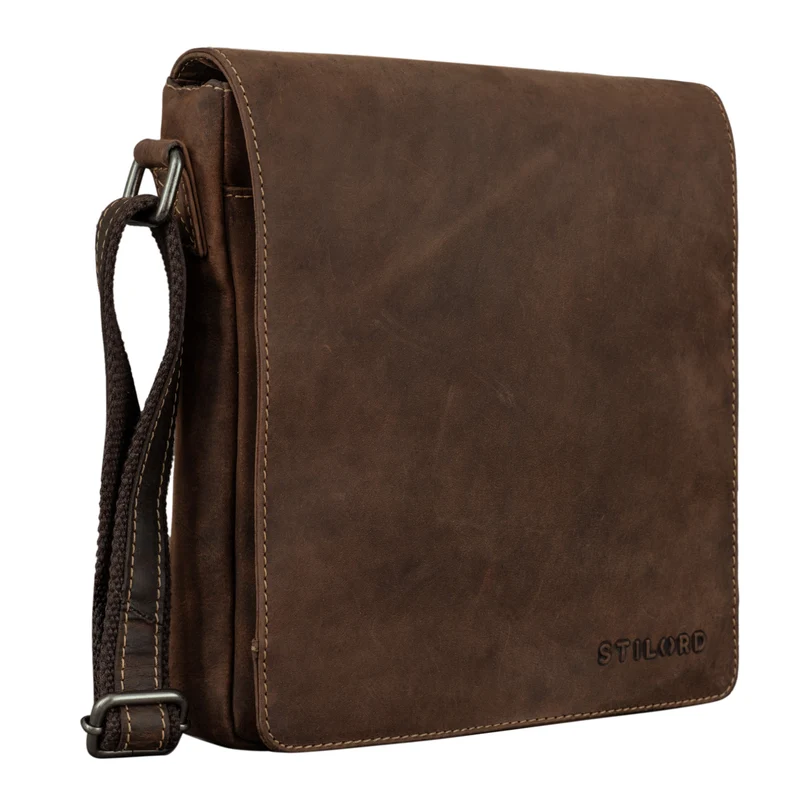 "Gerry" Kleine Leder Messenger Bag Hochformat