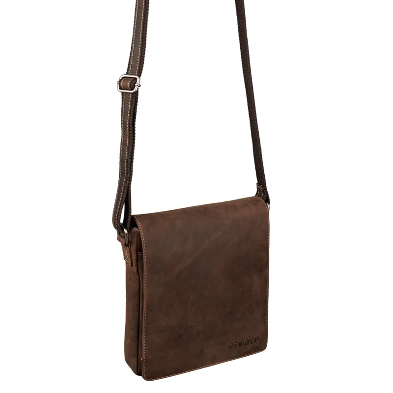 "Gerry" Kleine Leder Messenger Bag Hochformat