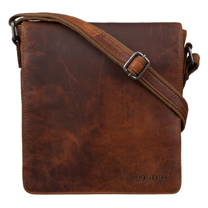 "Gerry" Kleine Leder Messenger Bag Hochformat