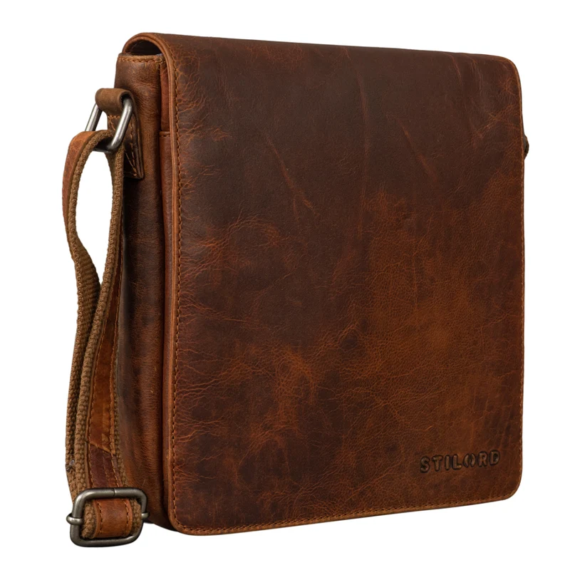 "Gerry" Kleine Leder Messenger Bag Hochformat