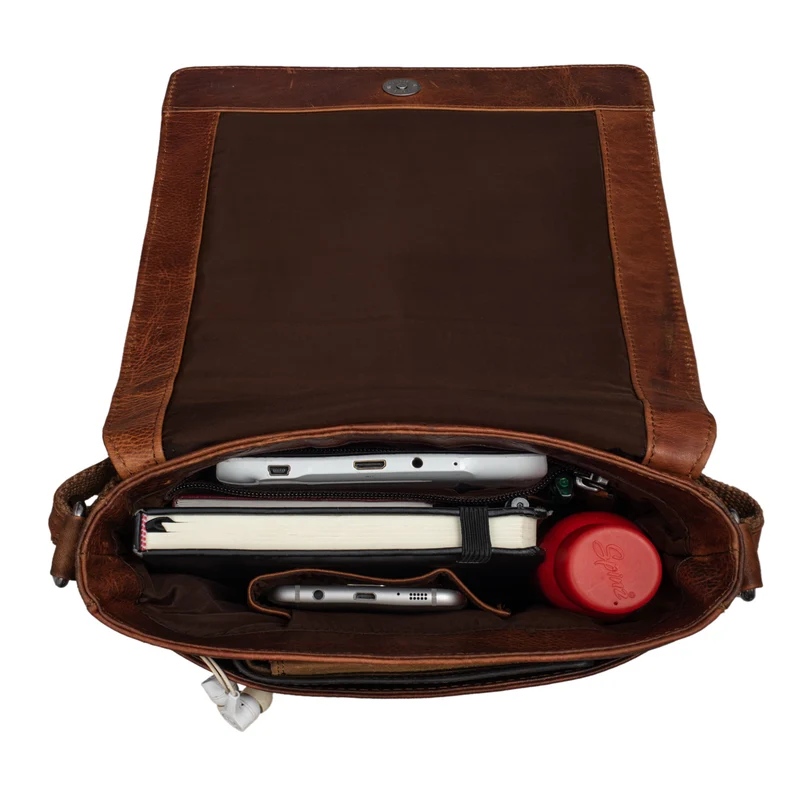"Gerry" Kleine Leder Messenger Bag Hochformat
