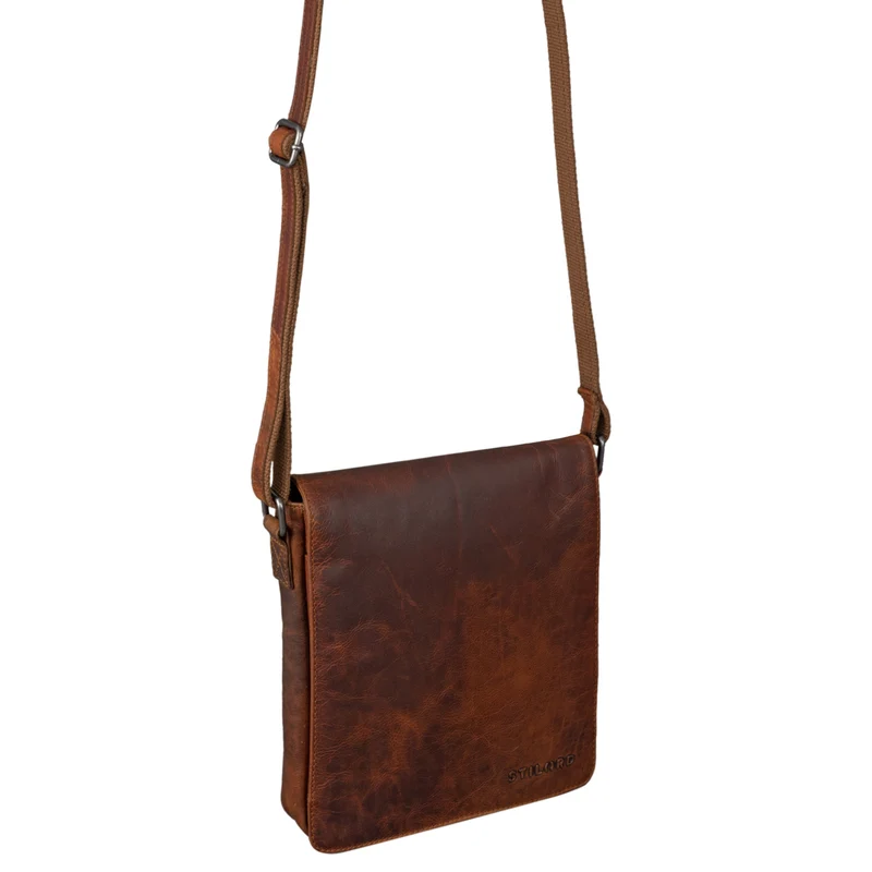 "Gerry" Kleine Leder Messenger Bag Hochformat