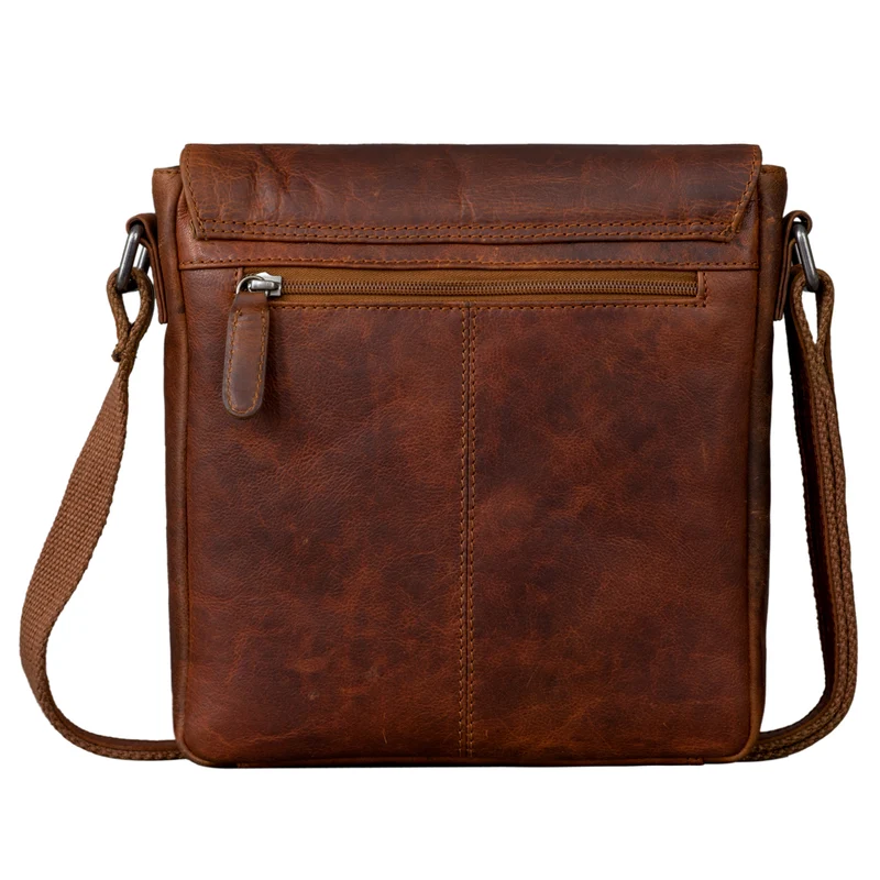 "Gerry" Kleine Leder Messenger Bag Hochformat