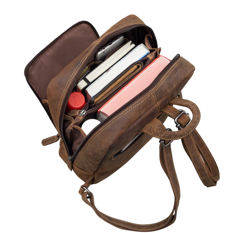 "Walker" Leder Rucksack Daypack Klein Robust