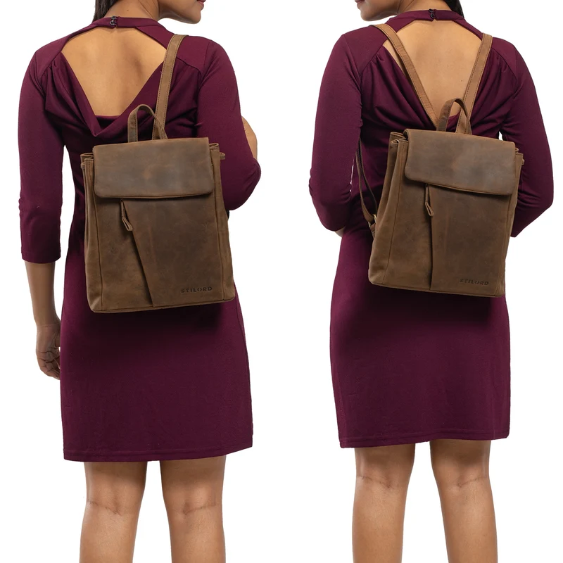 "Anita" Lederrucksack Damen Klein Vintage