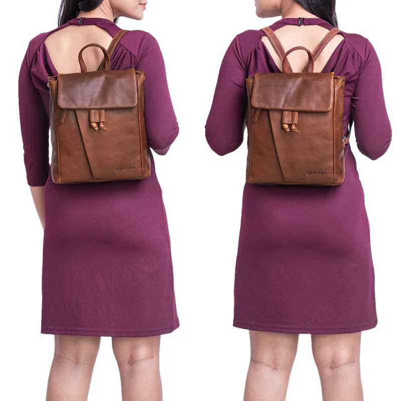 "Anita" Lederrucksack Damen Klein Vintage