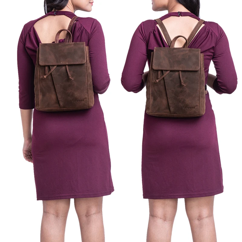 "Anita" Lederrucksack Damen Klein Vintage