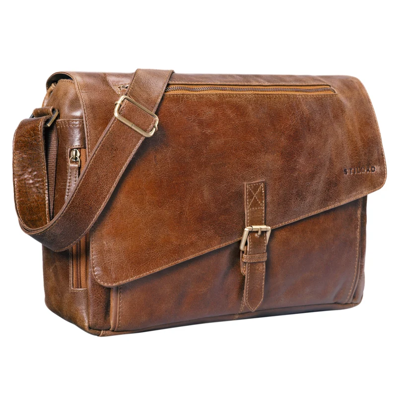 B-WARE "Merlin" Vintage Leder Umhängetasche Damen Herren