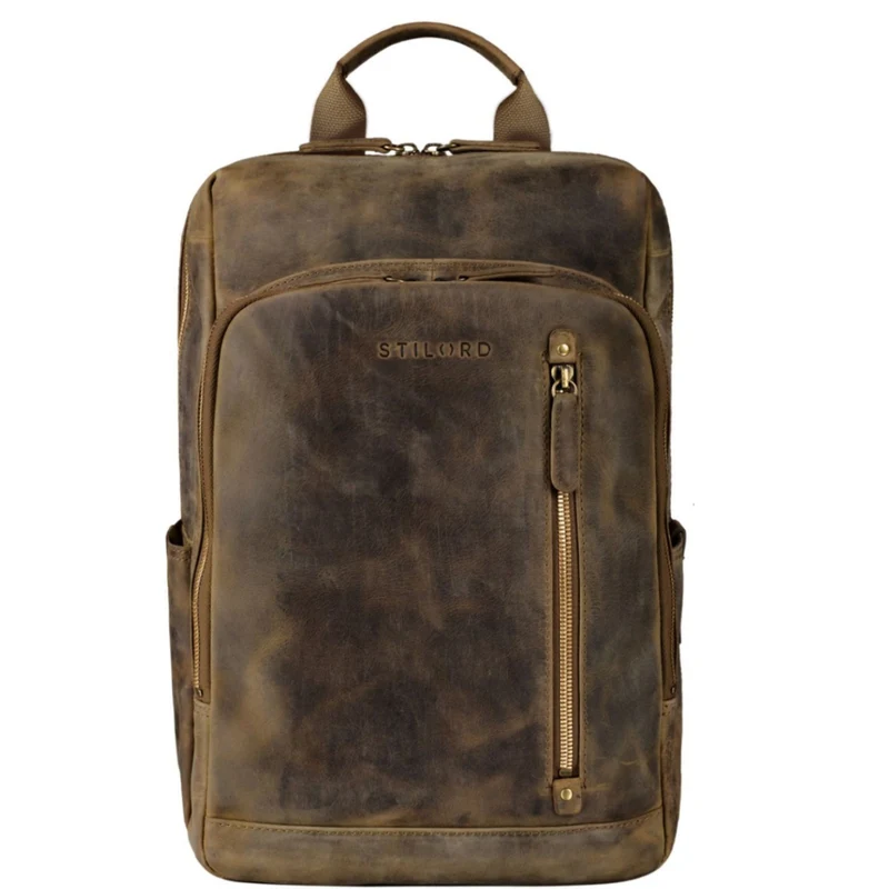 "Johnson" Lederrucksack Herren Business Vintage - Laptop Rucksack 13 Zoll Rindsleder