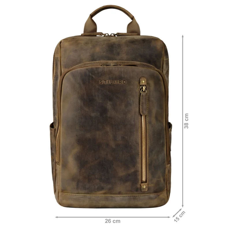 "Johnson" Lederrucksack Herren Business Vintage - Laptop Rucksack 13 Zoll Rindsleder