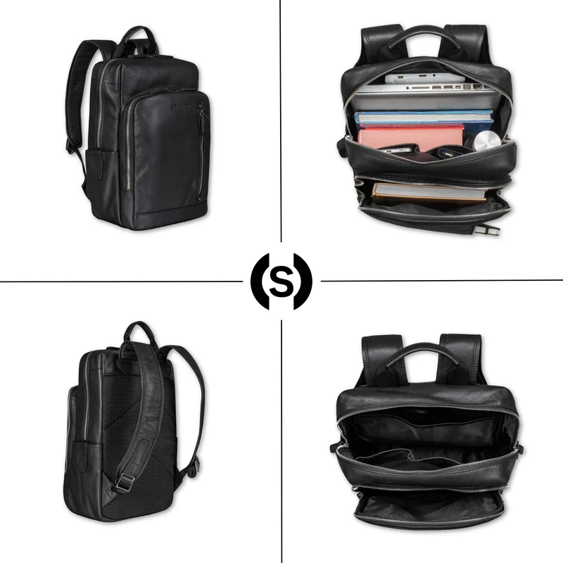 "Johnson" Lederrucksack Herren Business Vintage - Laptop Rucksack 13 Zoll Rindsleder
