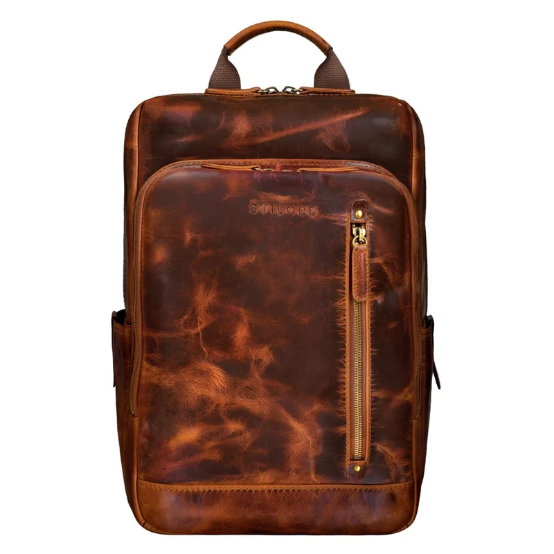 "Johnson" Lederrucksack Herren Business Vintage - Laptop Rucksack 13 Zoll Rindsleder