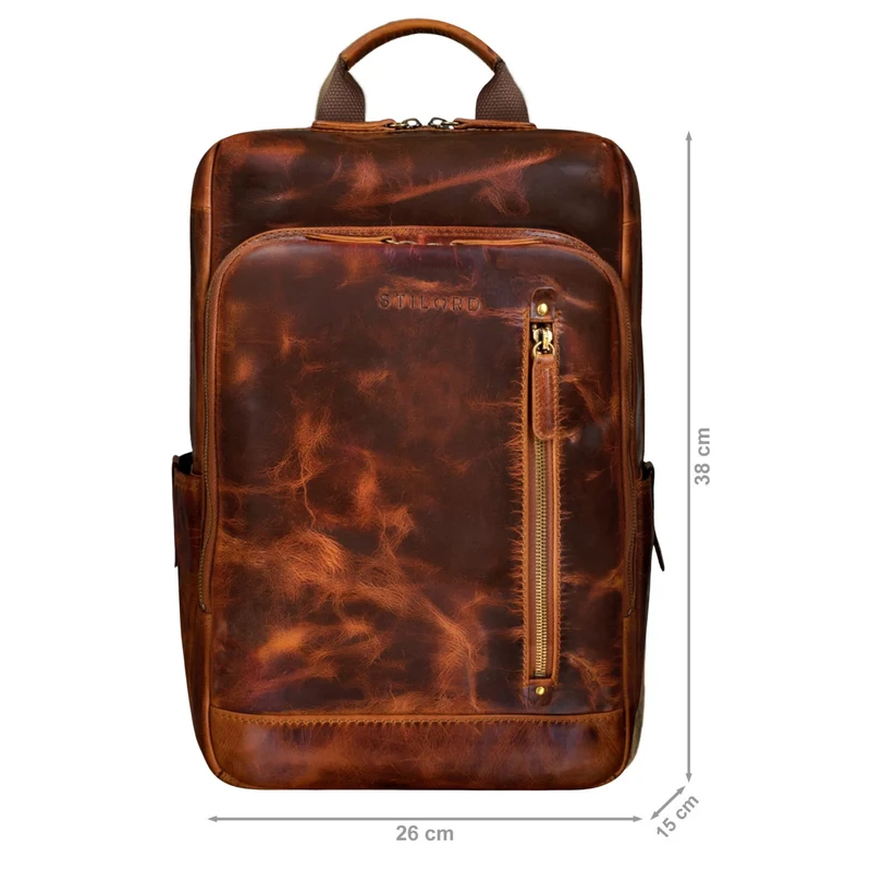 "Johnson" Lederrucksack Herren Business Vintage - Laptop Rucksack 13 Zoll Rindsleder