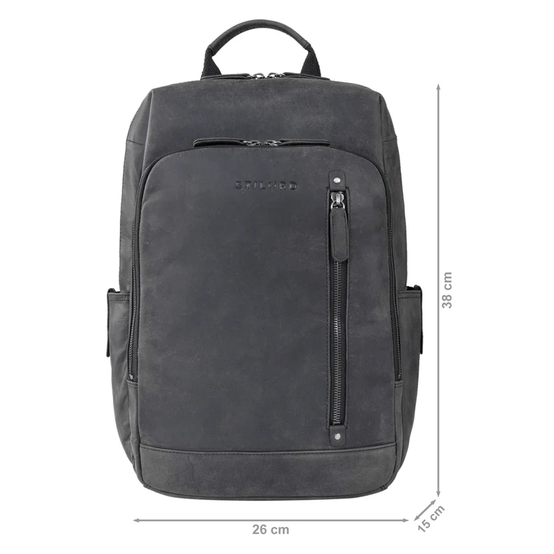 "Johnson" Lederrucksack Herren Business Vintage - Laptop Rucksack 13 Zoll Rindsleder