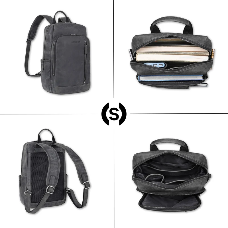 "Johnson" Lederrucksack Herren Business Vintage - Laptop Rucksack 13 Zoll Rindsleder