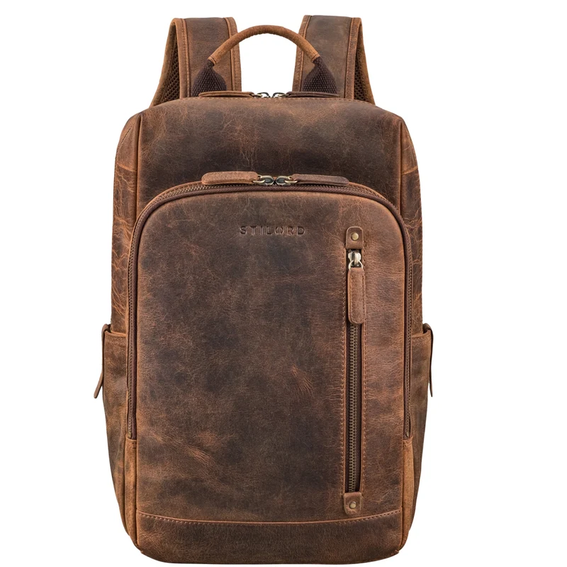 "Johnson" Lederrucksack Herren Business Vintage - Laptop Rucksack 13 Zoll Rindsleder