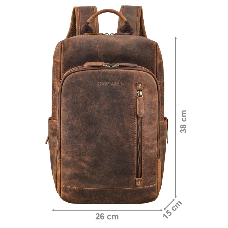 "Johnson" Lederrucksack Herren Business Vintage - Laptop Rucksack 13 Zoll Rindsleder